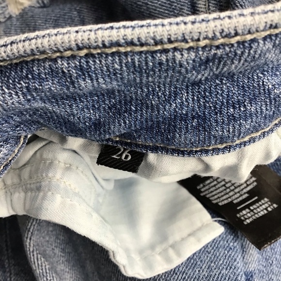 7 For All Mankind The Ultra High Rise Slim Kick Distressed Blue Cropped Jeans - Picture 13 of 14